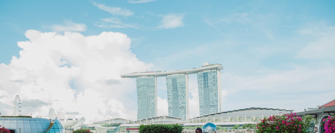 Marina bay sands towers above the cityscape.